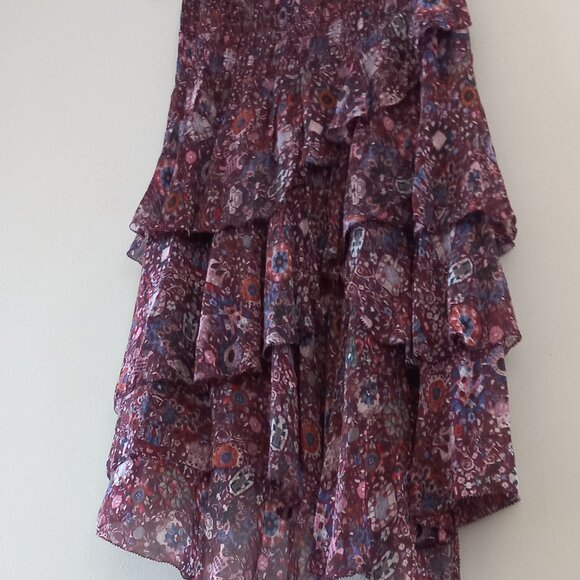 ISABEL MARANT ETOILE NWT Brigitte Plum tiered moto boho asymetrical skirt - Picture 6 of 15
